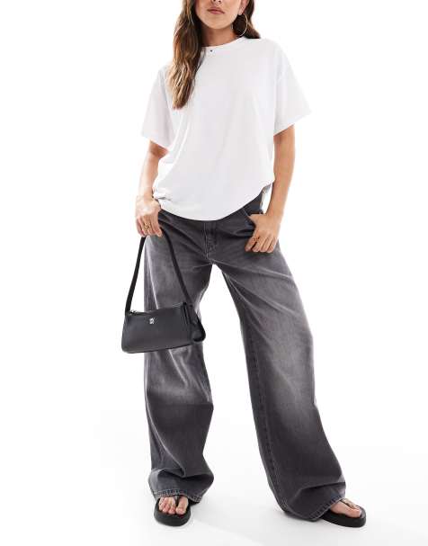 Stradivarius - STR - Jean baggy taille basse - Gris délavé - view 1