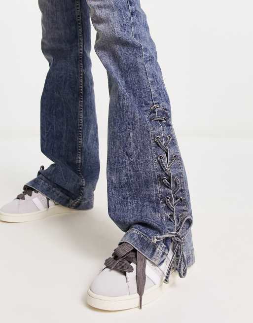 Stradivarius STR Jean droit vas lacets Bleu fonc d lav