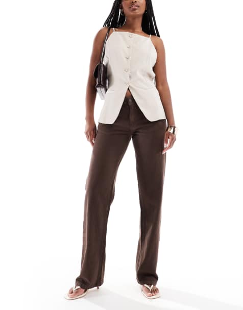 Stradivarius - STR - Jean droit - Marron - view 1