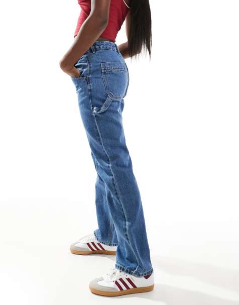 Stradivarius - STR - Jean style charpentier - Bleu délavé moyen - view 1
