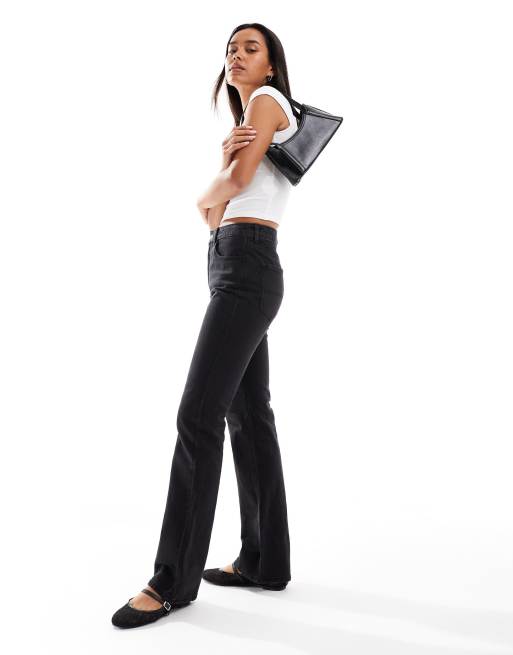 Stradivarius - STR - Jeans dritti neri elasticizzati 