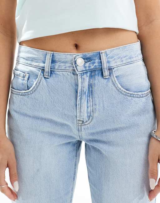 Stradivarius - STR - Jeans met rechte pijpen in lichtblauwe wassing , 4 van 5
