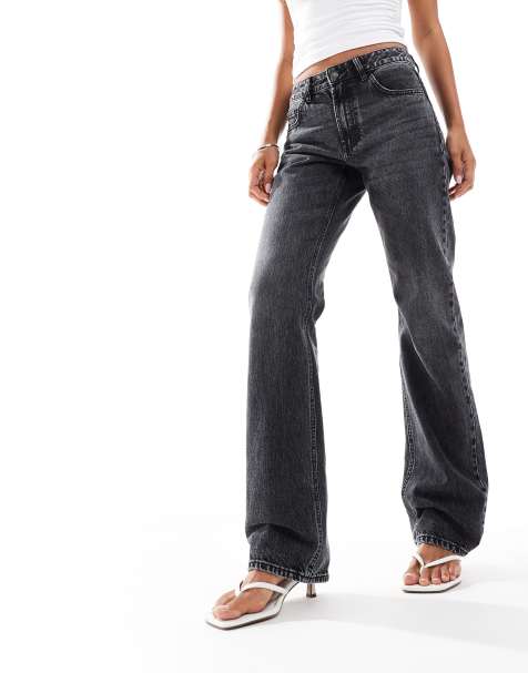 Stradivarius - STR - Jeans met rechte pijpen in zwart met wassing - view 1