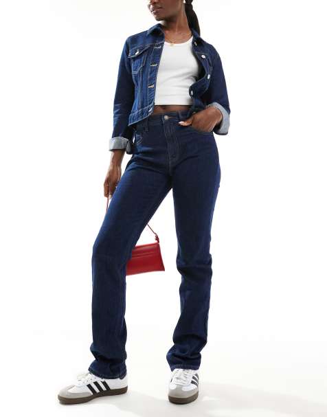 Stradivarius - STR - Jeans met stretch en rechte pijpen in donkerblauw - view 1