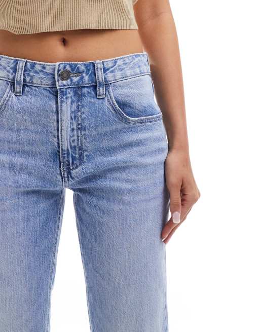 Stradivarius - STR - Jeans met stretch en rechte pijpen in lichtblauw, 3 van 5