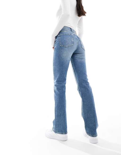 Stradivarius - STR - Jeans met stretch en rechte pijpen in medium blauw met wassing, 5 van 5