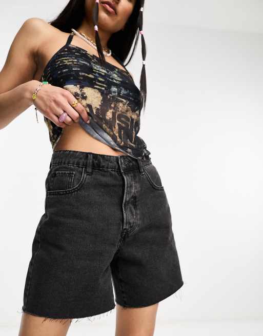 Stradivarius – STR – Jeansowe szorty bermudy w kolorze spranej czerni , 2 z 4