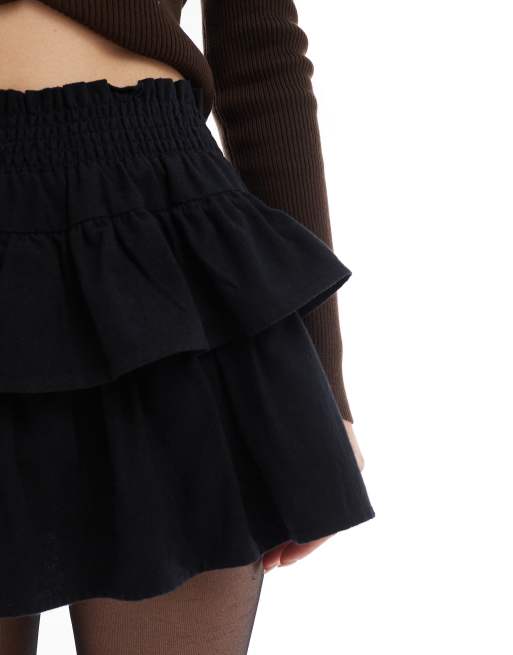 Stradivarius STR Jupe-short à volants Noir ASOS