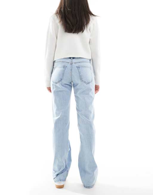 Stradivarius - STR - Lavtaljede jeans i lys vask med lige ben, 3 af 5