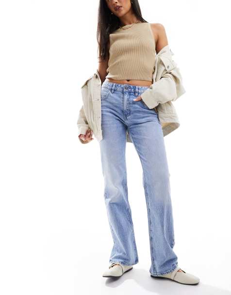 Stradivarius – STR – Ljusblå, raka jeans med stretch - view 1