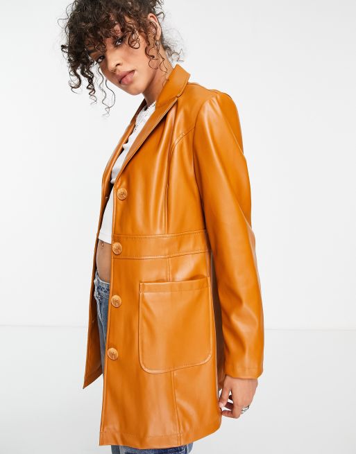 Long line leather outlet jacket