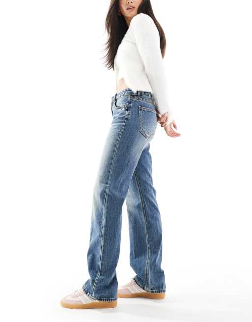 Stradivarius STR low waist straight jeans in medium wash