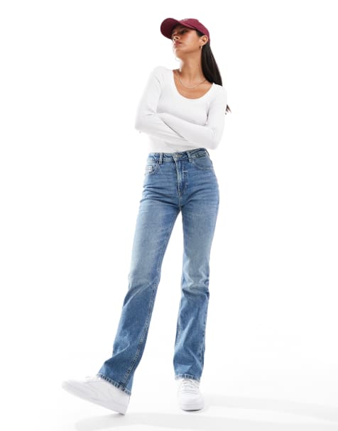 Stradivarius – STR – Mellanblå jeans med stretch och raka ben - view 1