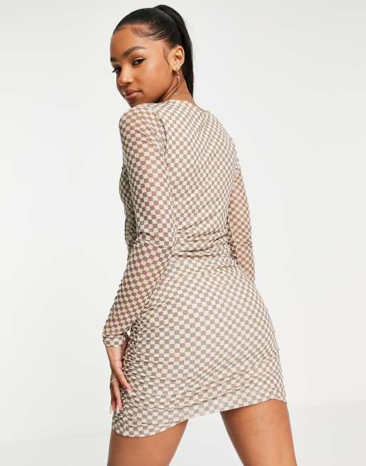 Checkerboard mesh dress hotsell