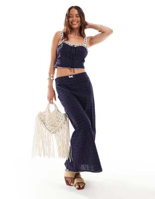 Shop Stradivarius STR midi skirt with embroidery detail co rd Online – Trendy & Affordable Fashion