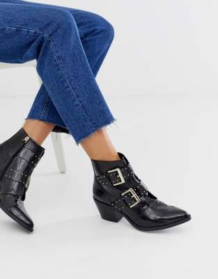 croc buckle boots