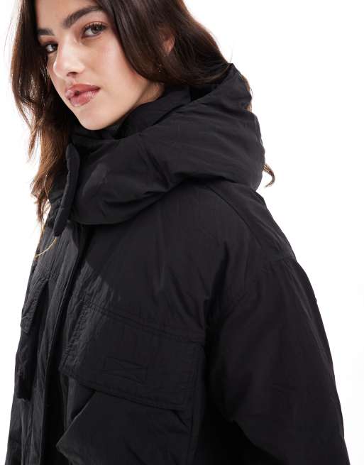 Stradivarius STR multi pocket puffer jacket in black ASOS