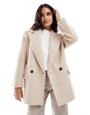 Stradivarius - STR - Oversize-Jacke aus Teddyfell in Ecru-Neutral