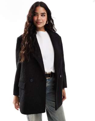 Stradivarius - STR - Oversize-Jacke in Schwarz mit Teddyfell