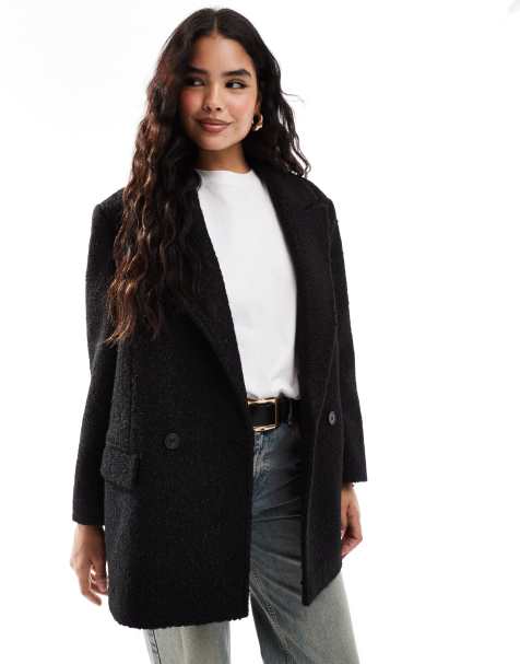 Stradivarius STR oversized borg jacket in black - view 1