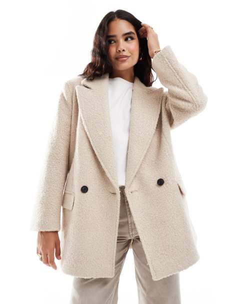 Stradivarius STR oversized borg jacket in ecru - view 1