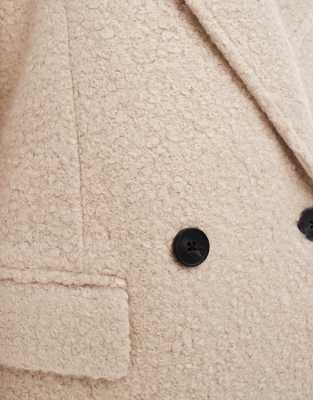 Stradivarius Str Oversized Borg Jacket In Neutral