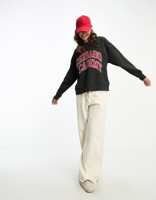 Stradivarius Boston slouchy sweatshirt in wine