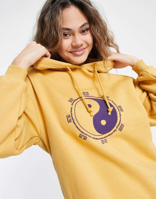 Stradivarius STR oversized hoodie with graphic motif in yellow ASOS