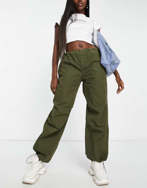 Stradivarius - STR - Oversized parachute broek in kaki