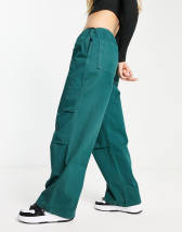 Topshop oversized balloon nylon cargo parachute trouser in teal