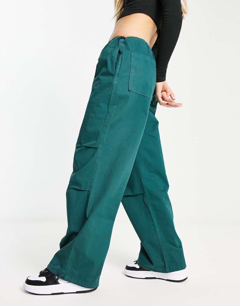 Parker Tall High Waist Wide Leg Cargo Trousers in Sage