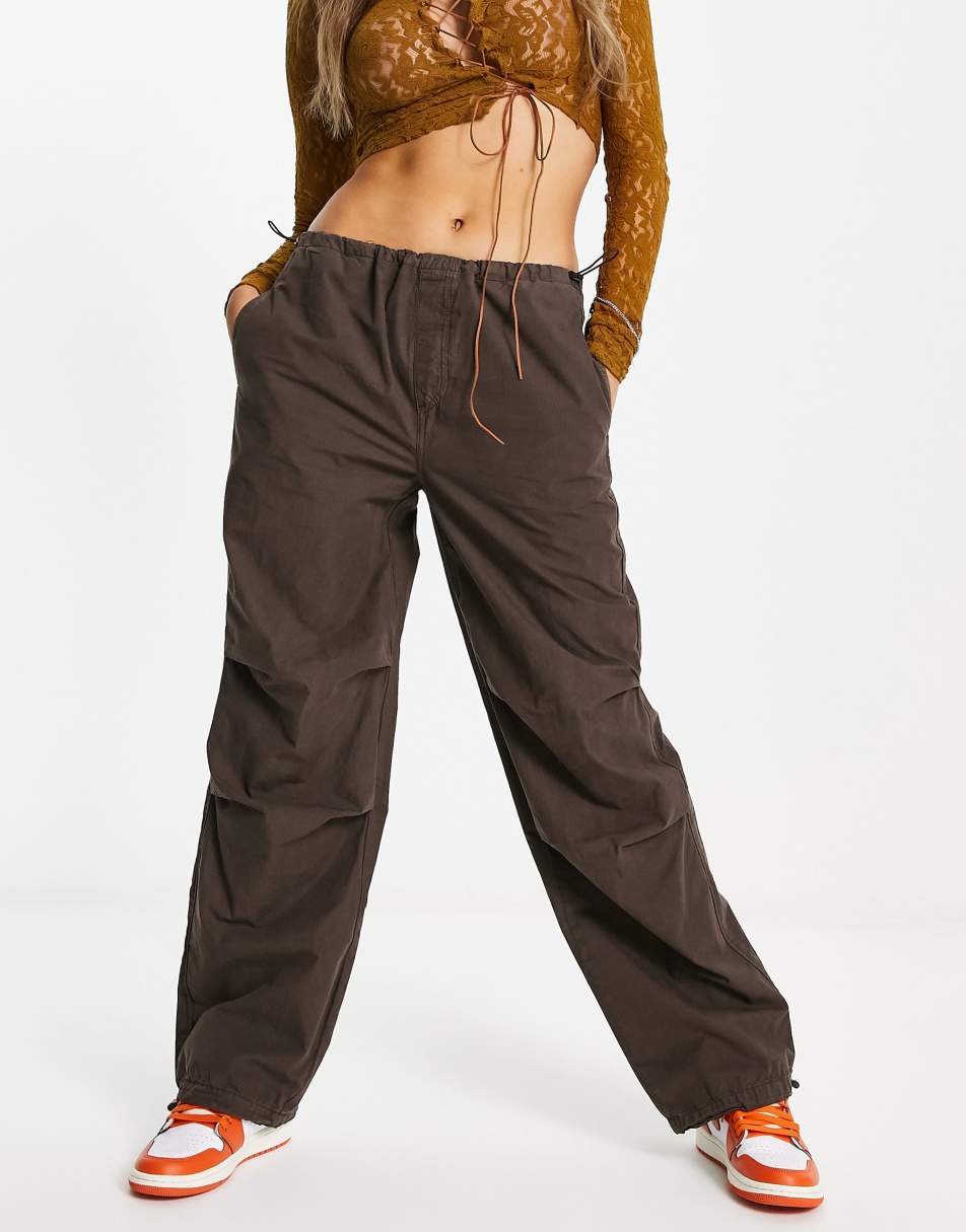 Stradivarius STR oversized parachute pants in gray