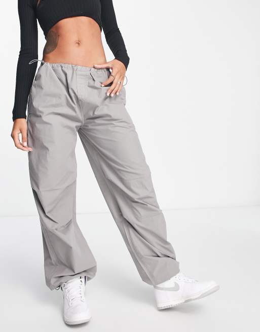 Stradivarius STR oversized parachute pant in grey