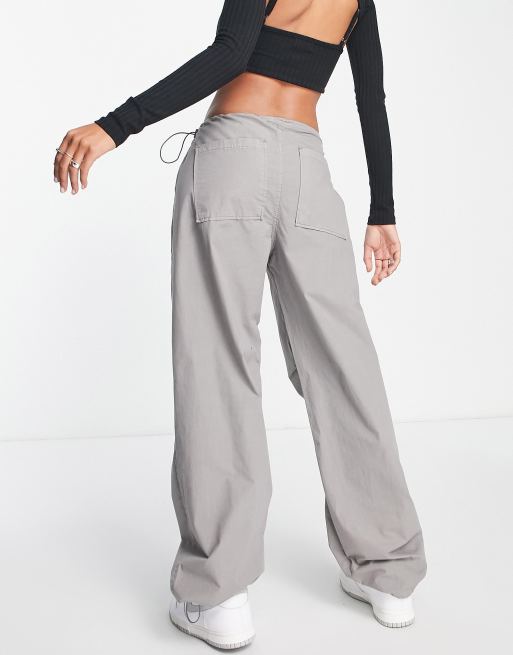 Women's Clothing - Cut Line Parachute Pants - Grey