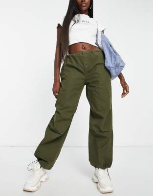 Stradivarius STR oversized parachute pants in khaki | ASOS