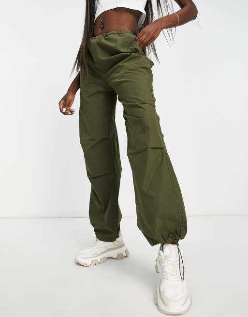 Stradivarius STR oversized parachute pants in khaki | ASOS
