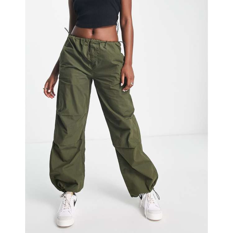 Stradivarius STR oversized parachute pants in khaki