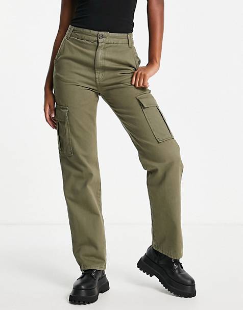 Pantalon cargo droit à taille haute Asos Femme Vêtements Pantalons & Jeans Pantalons Cargos 
