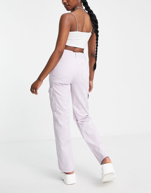 Pantalon lila stradivarius hot sale