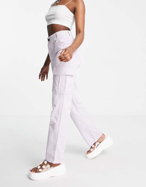 Pantalon lila stradivarius sale