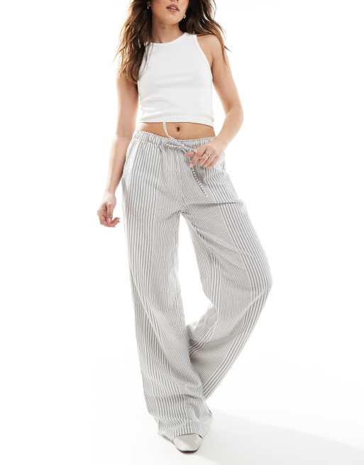 Stradivarius - STR - Pantalon taille basse aspect lin à rayures 