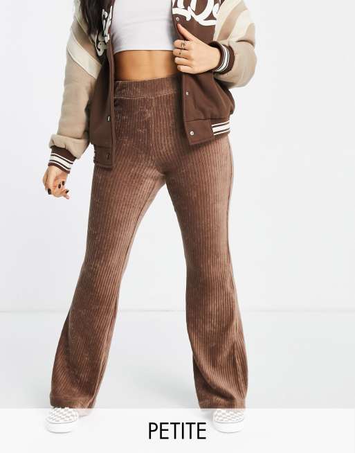 Stradivarius STR Petite cord flare trousers in brown | ASOS