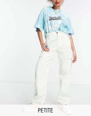 Stradivarius Str Petite Straight Leg Cargo Pants In Mint-green