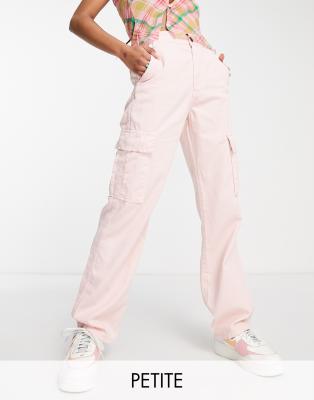 Casual Plain Cargo Pants Baby Pink Women's Pants (Women's)