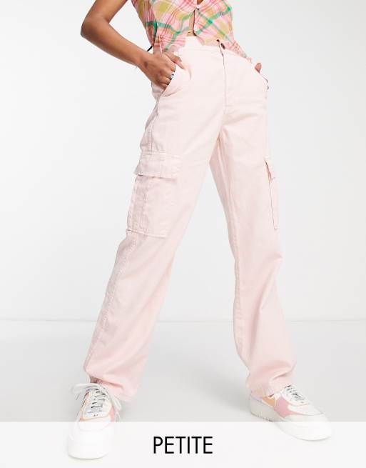 Stradivarius STR Petite straight leg cargo trouser in washed pink ASOS