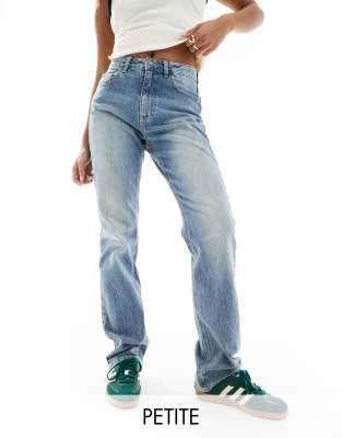 STR Petite straight leg jeans with stretch in mid blue