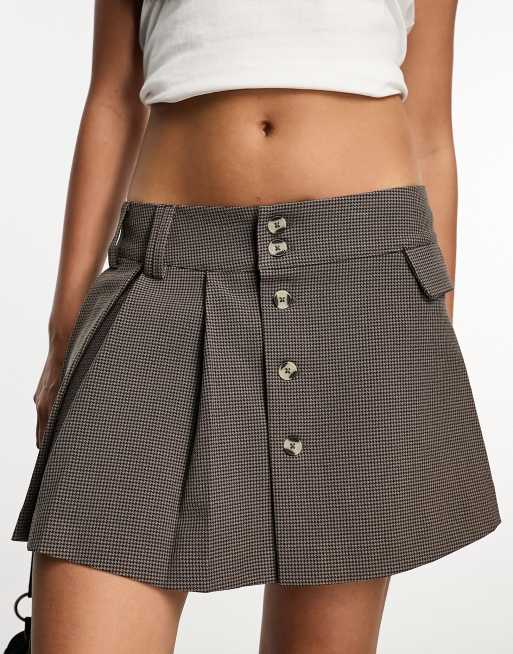 Stradivarius - STR - Plisseret mininederdel med ternet print , 2 af 4