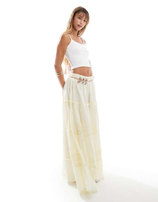 Stradivarius STR pointelle cami top in ecru, 2 of 4