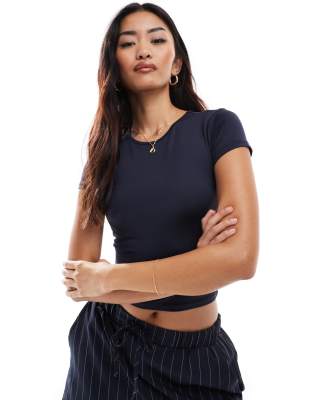 Stradivarius STR polyamide T-shirt in navy