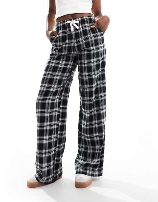 Stradivarius STR pull on pants in check print